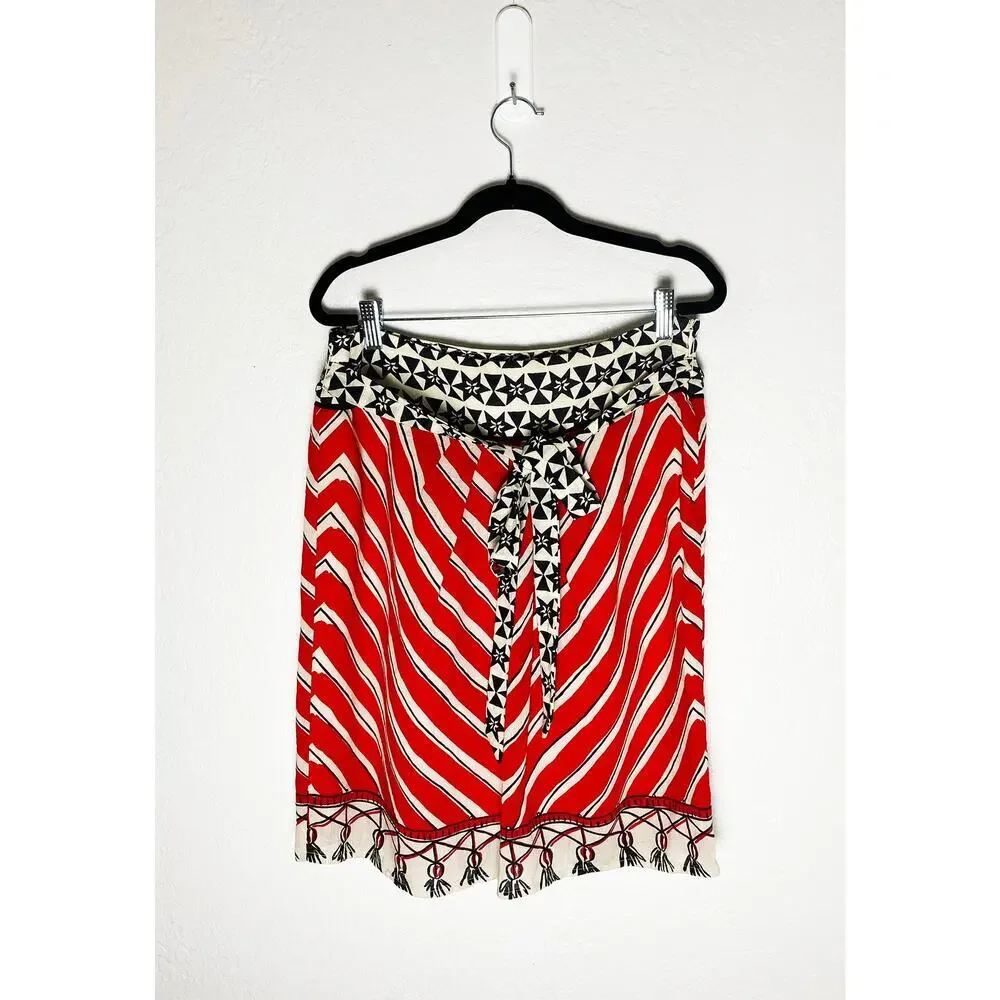 We Love Vera x Anthropologie‎ Women's Stars & Stripes Skirt Red Beige Black